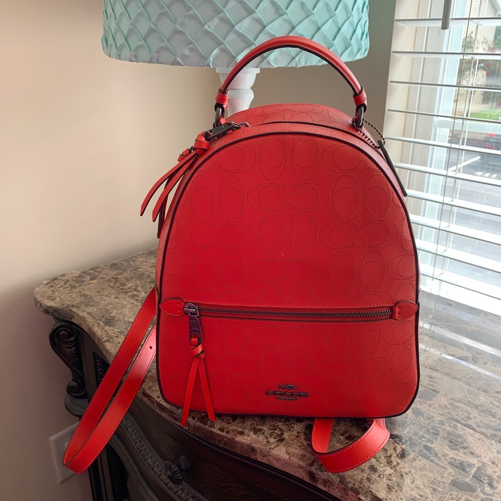 Coach Jordyn Backpack in Signature Leather - Red